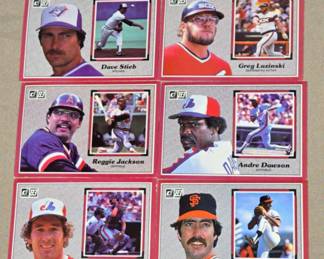 Set Of Six Oversized 1983 Baseball Trading Cards