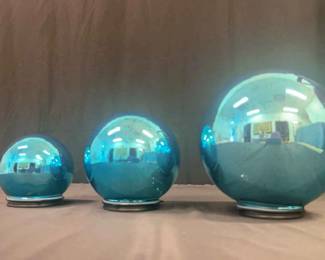 Set of Light Up Blue Sparkly Globes