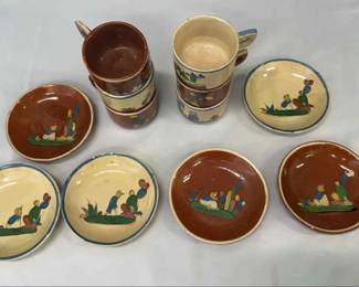 Vintage Tlaquepaque Mexico Cups  Saucers