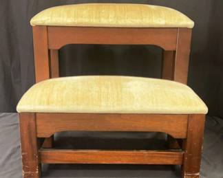 Craftique Mebane Wood Bedside Stool with Velvety Soft Upholstry