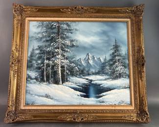 Lot 36 - Vtg.MCM Arabian Horses Oil Painting on Canvas
