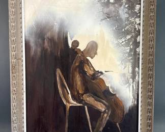 Lot 74 - L Ryan Printed Canvas & Unsigned Town Watercolor