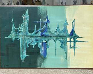 Lot 5a - XL Modern Abstract Oil by Carlo of Hollywood