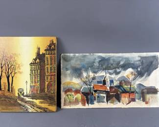 Lot 63 - Vintage Marina Painting & Sailboat Painting