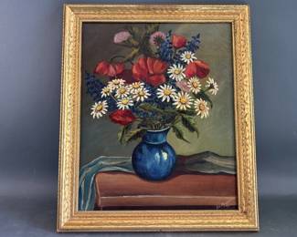Lot 116 - Signed by Bellinger Oil Painting of Hyacinths
