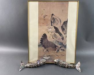 Lot 202 - Picasso Framed Print & Terra Cotta Vase