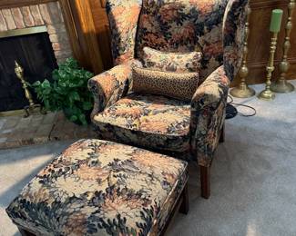 Wingback Chair with Ottoman