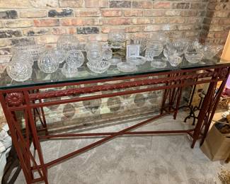 Glass and Iron Sofa Table, Crystal