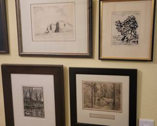 Arthur Hall with a Sandzen DryPoint with Leo Courtney and Grant Reynard below