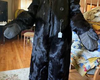 real bear coat and gloves