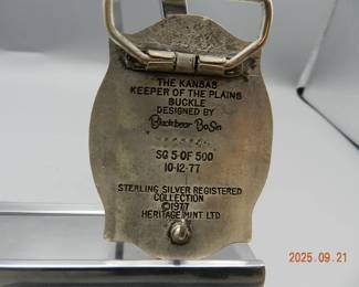1977 Limited Edition Sterling Silver "Keeper of the Plains" Belt Buckle #5 of 500