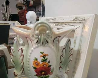 Vintage white glass vase