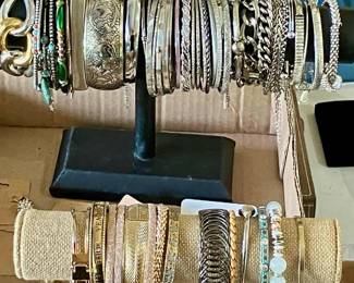 Silver colored bracelets costume jewelry