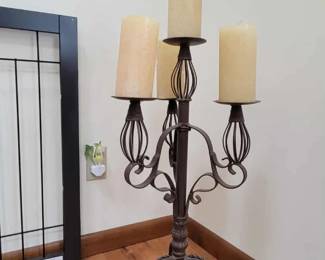 Heavy metal vintage candelabra with candles