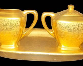 Wheeling Gold China Cream and Sugar Set