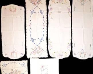 Vintage Embroidered Table Scarves Doilies