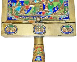 Cloisonne and Brass Silent Butler