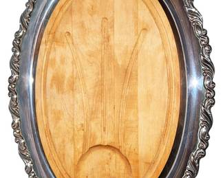 Silver Plate Tray wCarving Board