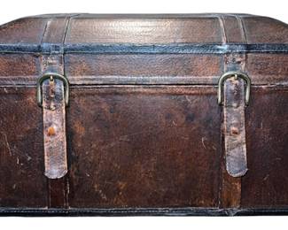 Small Faux Leather Trunk and Contents