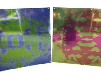 2 Abstract Plexiglass Art Pieces 