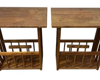 Two Wood Librarian Side Tables 
