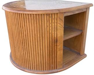 Vintage Tambour Half Round End Table