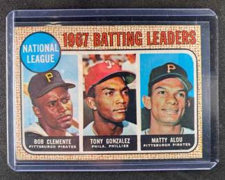 1968 Topps Baseball Card. NL Batting Leaders 1. Clemente,Gonzalez, Alou.