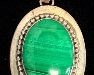001 Sterling Silver Pendant with Green Malachite 10.47g