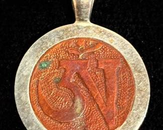 Tibetan Om Sterling Silver Pendant 9.78g