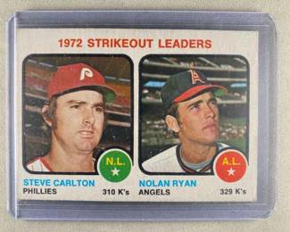 1973 Topps Baseball Card. 1972 Strikeout Leaders 67. Carlton Ryan.