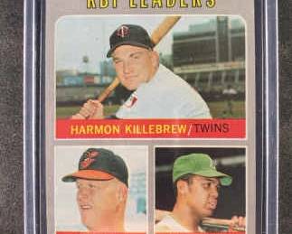1970 Topps Baseball Card. AL RBI Leaders 64. Killebrew, Powell, Jackson.