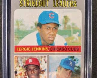 1970 Topps Baseball Card. NL Strikeout Leaders 71. Jenkins, Gibson, Singer.