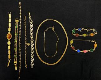 Dainty Gold Toned Bracelet Including 2 Vintage Scarab Bracelets, One Gold Filled