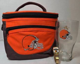Cleveland Browns Lunch Bag, Glass, And Watch