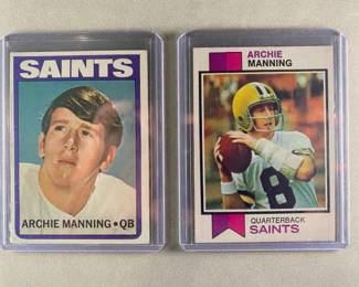 Topps Football Cards. 1972 Archie Manning Rookie Card RC 55. 1973 Archie Manning 125.