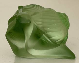 Lalique Green Crystal Snail Sculpture, France- 2/2