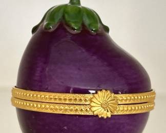 Andrea by Sadek Porcelain Eggplant Trinket Box
