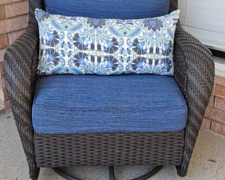 Wicker Swivel Rocker w/ Cushions & Pillows, 2/3