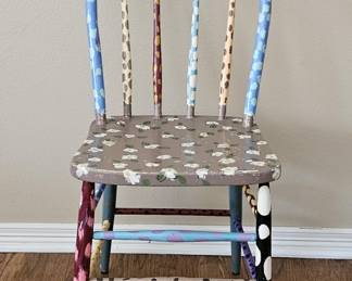 Whimsically Painted Vtg. Spindle Back Chair