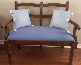 Double Ladder Back Bench w/ Upholstered Seat