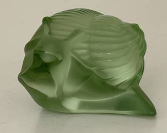Lalique Green Crystal Snail Sculpture, France- 1/2
