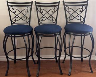 (3) Black Metal Swivel Barstools