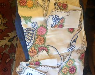 Beautiful table cloth hand embroidered by nuns in Cuba