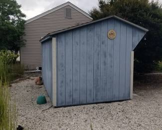 Shed is 12 ft. wide x 8 ft. deep x 8 ft. tall. Easy move out!