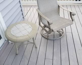 Patio dining chair; accent table 