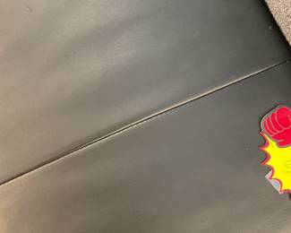 Curved leather and cloth sectional sofa $1500 + tax (depth=35” height of seat=14” height of back=30” length of each section=58”)