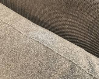 Curved leather and cloth sectional sofa $1500 + tax (depth=35” height of seat=14” height of back=30” length of each section=58”)