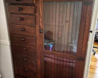 Vintage Oak Pantry & Storage Cabinet