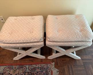 X-based upholstered foot stools