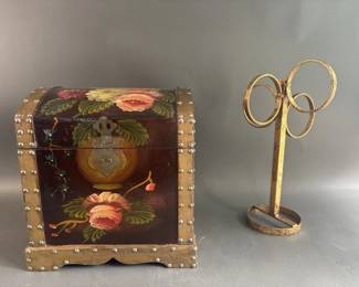 Lot 355 - Hand Painted Chest & Gold Ring Art